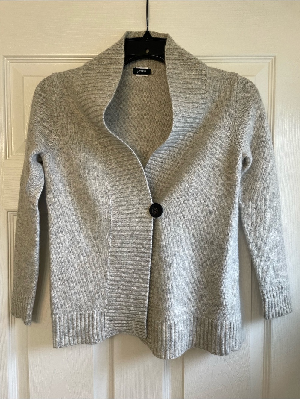 J. Crew Light Gray Shawl-Collar Single-Button Cardigan